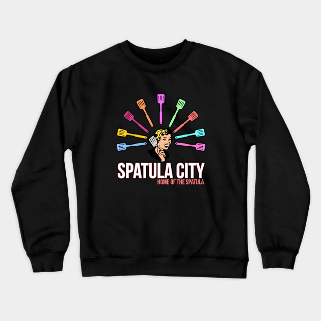 Spatula City Crewneck Sweatshirt by AngryMongoAff